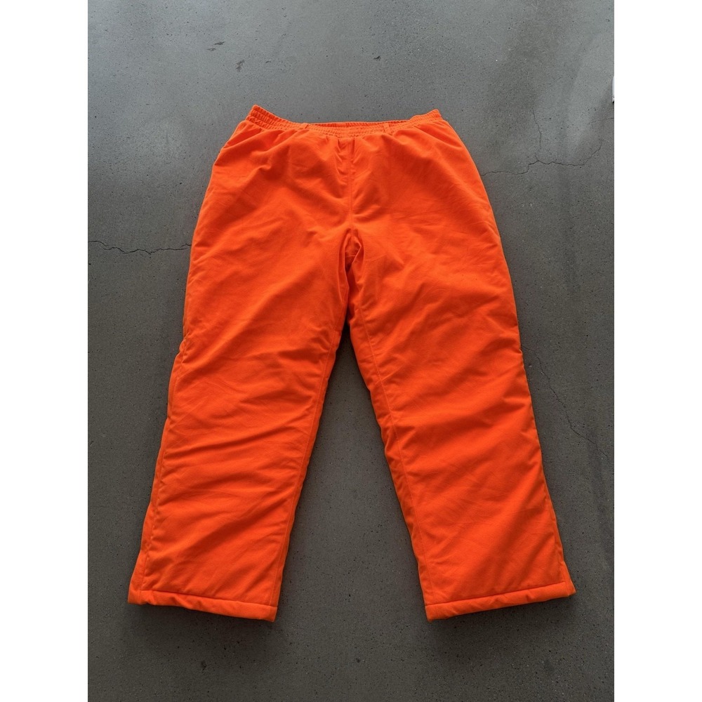 L.L.‎ Bean Snow Pants Mens XL Orange Insulated Elastic Waist Hunting Zip Leg
